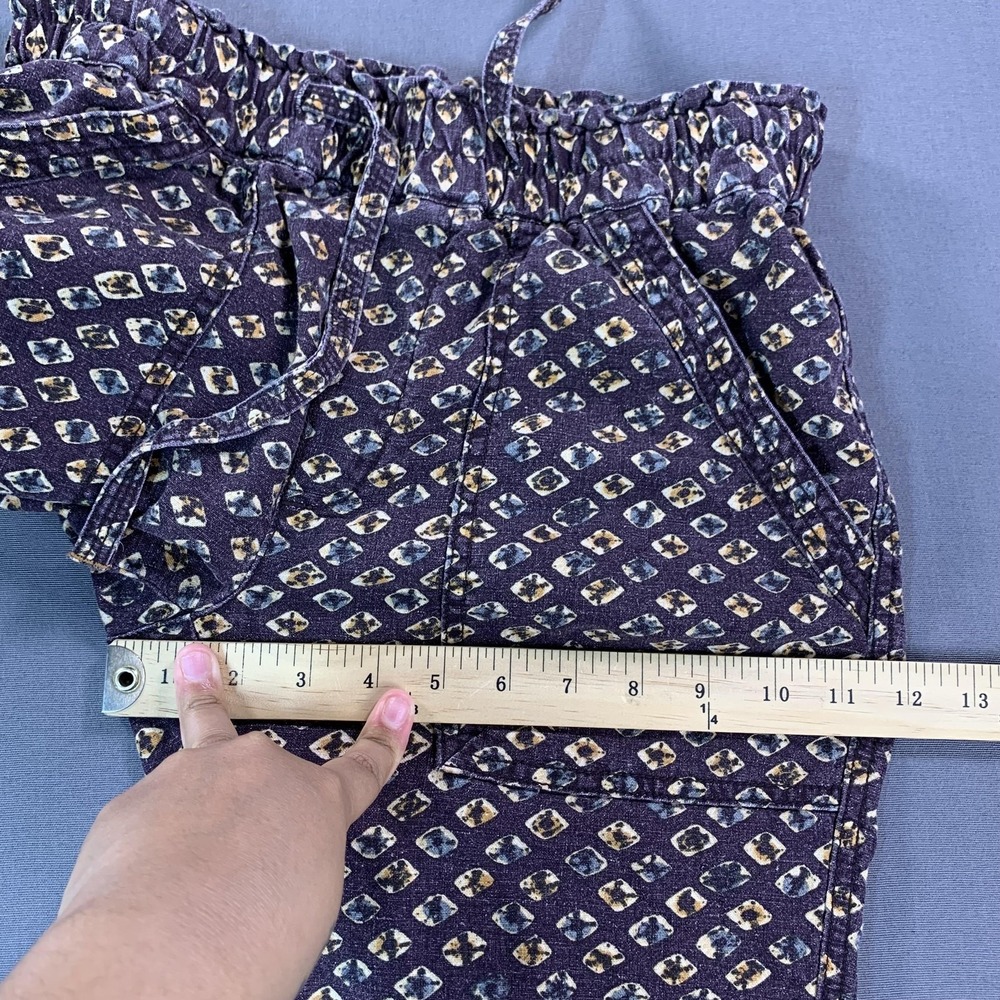 Anthropologie Pants Women XS Purple Lin Jogger Elastic Waist Cuffed Crop Geo AOP - Picture 11 of 15